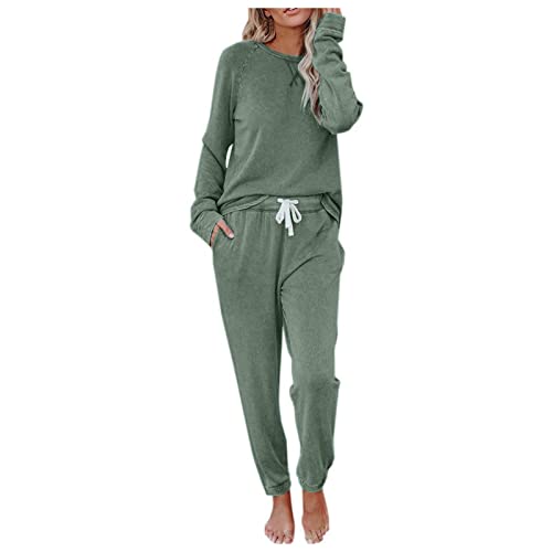 Damen Pyjama Baumwolle Winter, Zweiteiliger Locker Baumwolle Pjs...