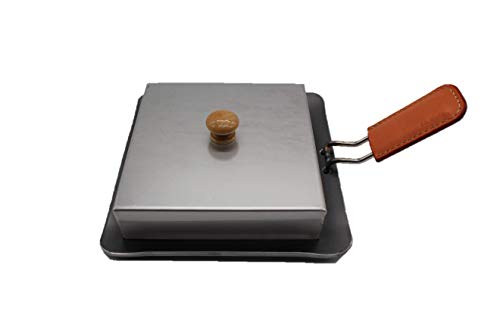 oka-d-art 黒皮鉄板 ミドルタイプ 【 ステンレス製蓋付き 6点セット 】 200角用 (オレンジ, 3.2)