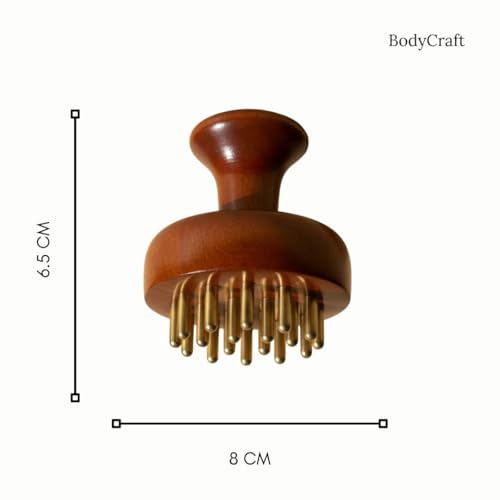 Image of Kansa Head Scalp Massager & Body Stimulator | Bronze Head Massager Tool for Natural Hair Growth, Stress Relief & Detox | Handmade Kansa wand Massage Tool with Wooden Handle (Natural)