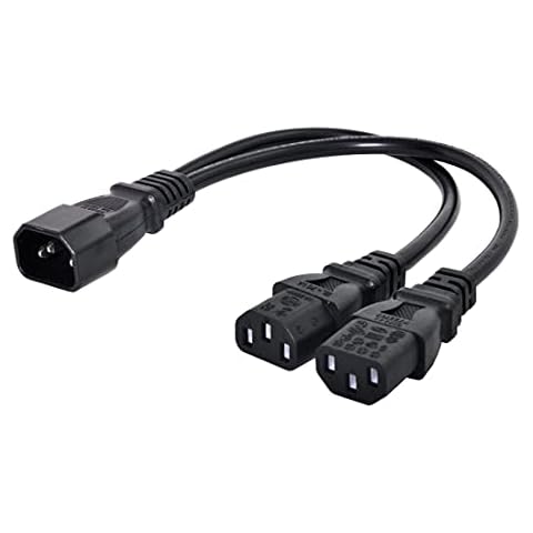 CY Single C14 to Dual C13 5-13R Short Power Y Type Splitter Adapter Cable Cord Cover