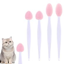 JJUNW 4Pcs Cat Acne Chin Treatment, Cat Acne Brush Set, Black Seed Exfoliating Brush, Dual Sided Silicone Cat Brush, for Cats Chin Acne and Blackhead Exfoliation