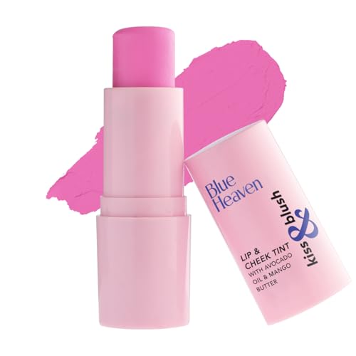 Image of Blue Heaven Kiss and Blush Lip, Cheek and Eye Tint with Avocado Oil and Mango Butter | 3 in 1 Lip and Cheek Tint Stick | Rich Smooth Formula | Easily Blendable Makeup Tint | High on Pink | 8.5gm