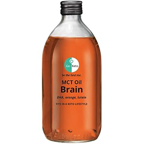 Go-Keto MCT Oil Brain 500ml - MCT Oil C8/C10 with Essential DHA & Lutein, Made from Coconut Oil, Palm Oil Free, Perfect for Keto Diet, Works antioxidant, Vegan, Low carb Cover