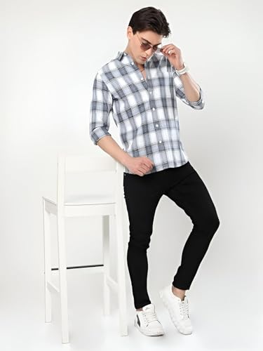 Image of GLORYBOYZ Men's Full Sleeve Checkered Casual Cotton Shirt S-2XL