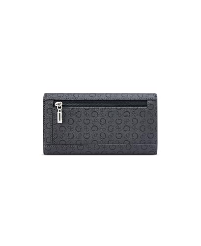 Image of Guess Coal Printed Snap Button Abbas Slim Tri-Fold Wallet