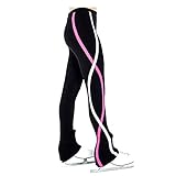 Girl's Skating Pants Figure Skating Training Pants Plus Velvet Skating Pants (Kids 10-12, Pink)