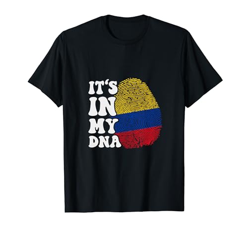 Gracioso está en mi ADN Colombia bandera Huella digital Camiseta
