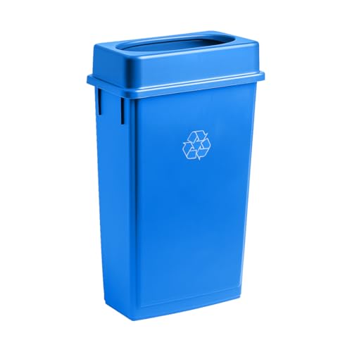 Image of 23 Gallon Slim Rectangular Garbage Can with Lid - Blue