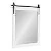 Kate and Laurel Skylan Modern Farmhouse Decorative Wood Framed Wall Mirror 22 x 28 White and Black Barn Door Inspired Transitional Wall Hanging Mirror for Bathroom or Living Room Uses