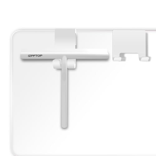 IZPFTOP Rasqueta limpiacristales Ducha con 2 Ganchos - Limpia mamparas Ducha Cristal Silicona - Limpia Cristales Ducha Multiusos para Cocina, Espejos, Coches y Cristales (Blanco, 8.27inch)