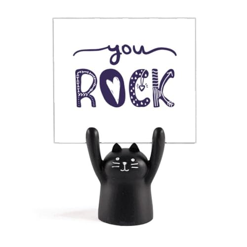 Support de mémo chat noir avec citation inspirante You Rock pour bureau