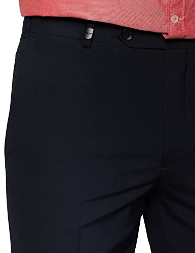 Image of Park Avenue Men's Poly Viscose Blend Plain Pattern Super Slim Fit Flat Front Formal Trouser