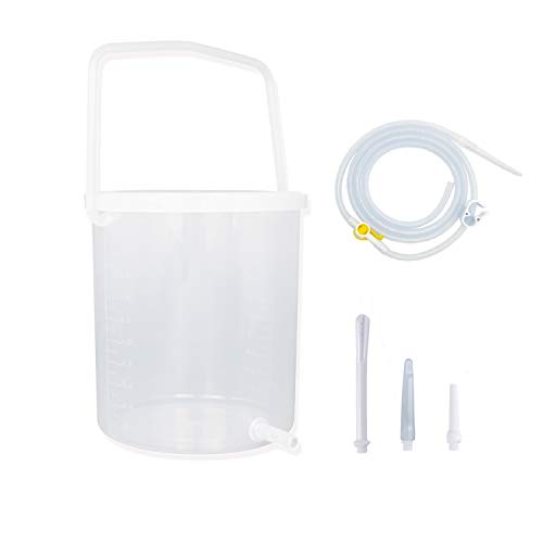 TopQuaFocus Enema Bucket Kit with Dust-Proof Cover Colon Cleansing 2 Quart Silicone Hose
