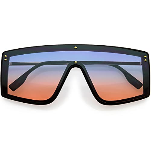 zeroUV - Sleek Oversized Two-Tone Square Shield Sunglasses D270