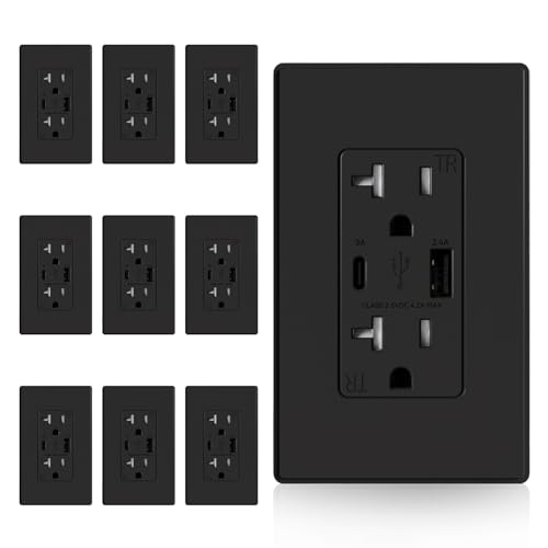 ELEGRP USB Charger Wall Outlet with USB A & C (10 Pack)