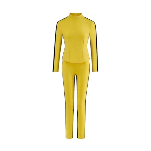 Diajosa cos Kill Bill Costume Women Beatrix Kiddo Cosplay Yellow Jacket Pants Track Suit Kung Fu Halloween Outfit (Yellow XXL)