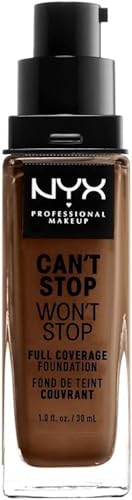 NYX Professional Makeup Fond de Teint Liquide Couvrant Tenue 24h Can't Stop Won't Stop Liquid Foundation, Waterproof, Fini Mat, Formule Vegan, Teinte : Cocoa (21)