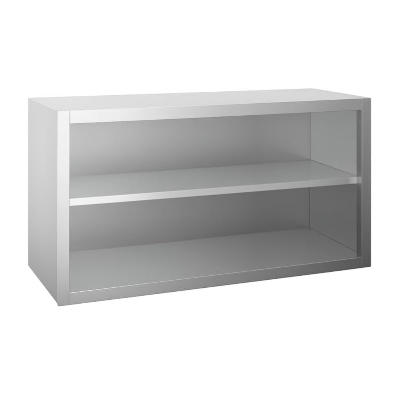 Générique Placard Mural INOX Professionnel Ouvert – 1000 x 400 x 600 mm – Rangement Mural Solide – Acier Inoxydable Facile à Nettoyer