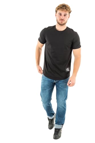 Calvin Klein Jeans Badge Turn UP Sleeve J30J323482 Hauts en Tricot à Manches Courtes, Noir (CK Black), XS Homme Calvin Klein Jeans Badge Turn UP Sleeve J30J323482 Hauts en Tricot à Manches Courtes, Noir (CK Black), XS Homme