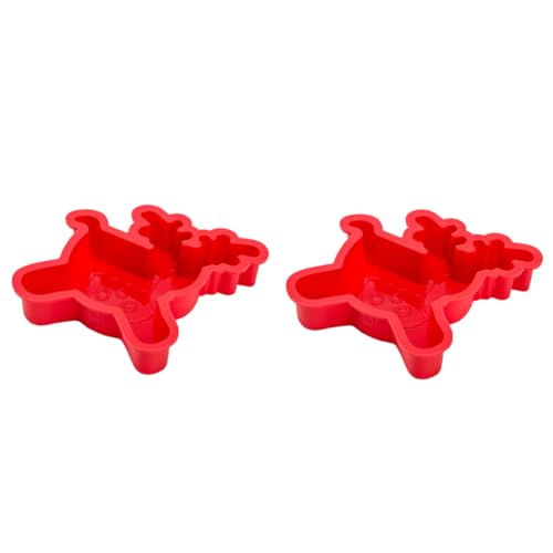 Ipetboom 2 Piezas Molde de Silicona para Hornear Diseño Navideño de Reno Molde para Pasteles Galletas Flexible Seguro Fácil de Limpiar para Repostería