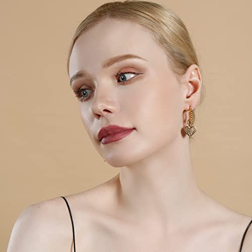 Mabarri Gold Pendant Earrings 14K Yellow Gold Plated Mother Of Pearl Earrings For Women Girls Trendy Opal Dangle Drop Earrings With 925 Sterling Silver Posts Hypoallergenic Lightweight (Mop Heart Pendant Earrings) #TOP6