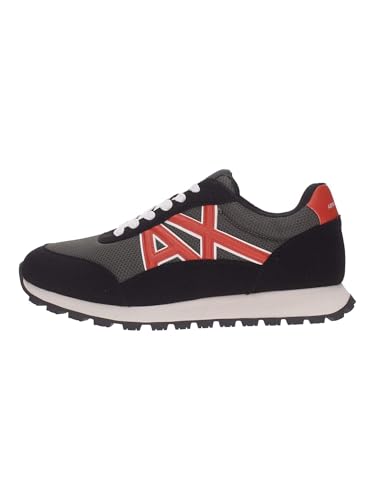 Armani Exchange Men's Drop Sneaker, Black/Olive, 6