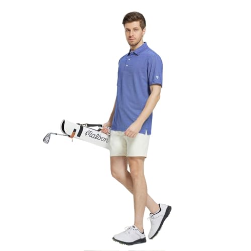Image of M MAELREG Mens Golf Shirt Short Sleeve Dry Fit Print Moisture Wicking Performance Patterns Collared Polo Shirt