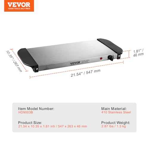Image of VEVOR Electric Warming Tray, Food Warming Trays for Buffet, Warming Trays with Adjustable Temperature Control, Portable Stainless Steel Food Warmer, Hot Plate Perfect for Parties, Catering, Holidays