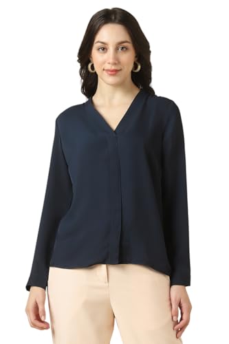 Image of Allen Solly Women's V-Neck Top | Full Sleeve | Regular Fit | Soft Comfortable Fabric | Everyday Casual Essential