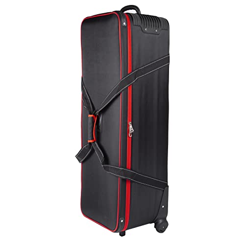 BOLLUMA Equipo de Estudio fotográfico Carretilla Bolsa de Transporte, Acolchado con Ruedas portátil para trípode Soporte de luz estroboscópica Flash Video Accesorios, Black, 107.5x37x35cm
