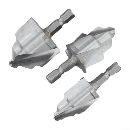 3PCS PPR Pipe Repair Drill Bit Set, Three Blade Hole Opener for Plumbing, High Steel Water Pipe Chamfer Drill with Hex Shank, Precision Cutter for Pipe Fusion Prep and Expansion Tool