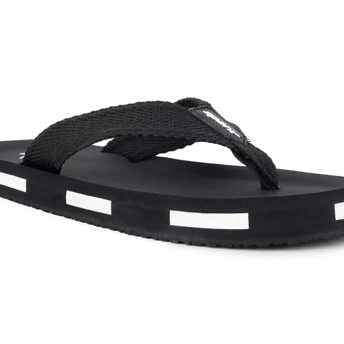 Image of SPARX Men SFG-2115 Black White Flip Flops (SF2115G BKWH 0009)