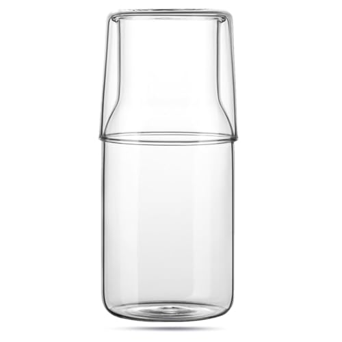 HEALEEP Jarra de Agua Multifunción de Vidrio Resistente 550 Ml, Diseño Japonés Minimalista para Hogar y Restaurantes, Vaso de Cristal Transparente Adecuado para Jugos, Té y Leche