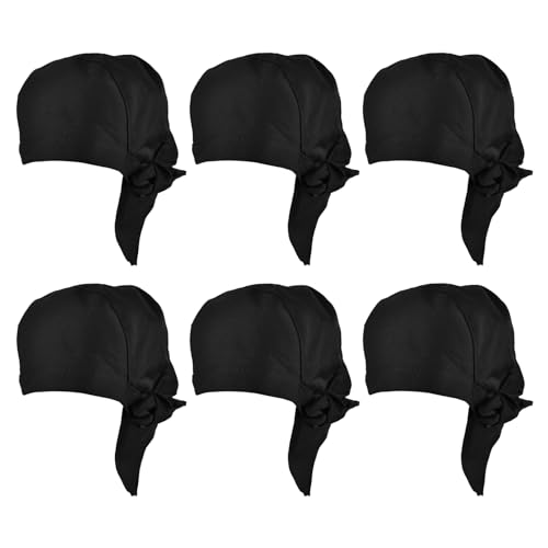 Sporgo Juego de 6 Gorros de Cocinero: Bandana Ajustable para Trabajo en Restaurantes, Hoteles y Escuelas - Negro