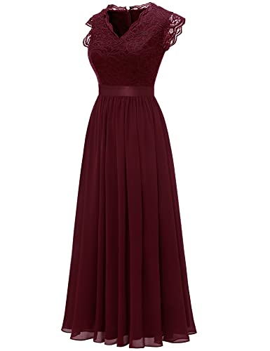 Image of Dressystar Women's V Neck Sleeveless Lace Bridesmaid Dress Wedding Party Gown