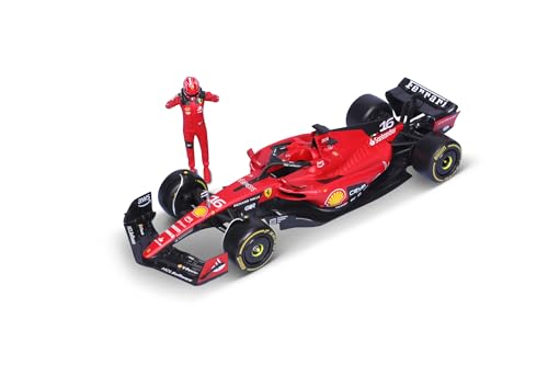 Bburago 1:24 2023 Ferrari SF-23 Die-Cast Car w/ Figure, Leclerc #16, Red