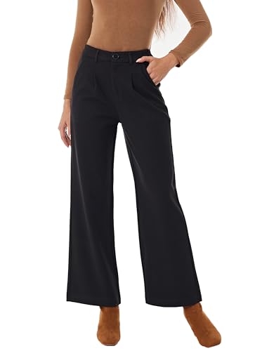 Pantalon en laine mélangée femme chic élégant taille haute fakanhui