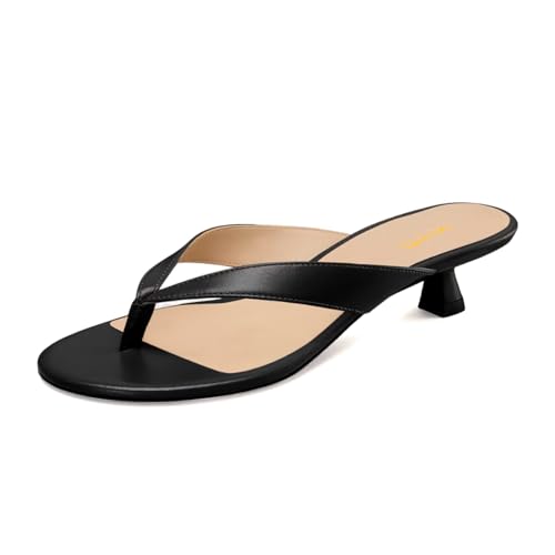 XYD Women Thong Slide Sandals Round Open Toe Slip On Flip Flops Kitten Low Heels Summer Casual Stylish Shoes