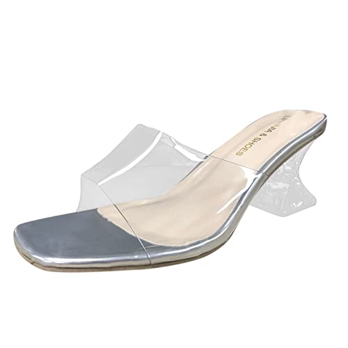 Hohe Sandalen Frühlingsdruck Open Toe and Heels Frauen Schuhe Mode lässige Sommer Damensandalen Damenschuhe Stiefeletten Schwarz (Clear, 39.5) Cover