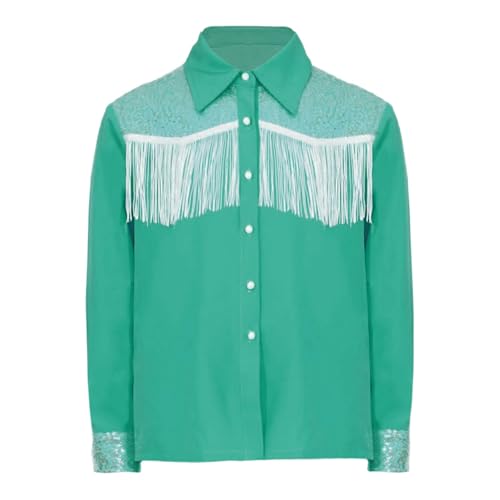 Girls Western Cowgirl Fringe Shirt Country Concert Outfits Sequins Tassel Rodeo Blouse Top