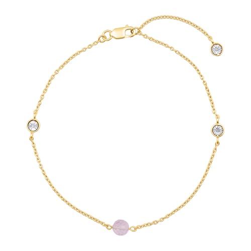 Image of MAX + STONE 18K Gold Over 925 Sterling Silver Gemstones and Lab Grown Diamond Bracelet | 7 Inches Natural Gemstone Bracelets for Women| Hypoallergenic Sterling Silver Bracelet