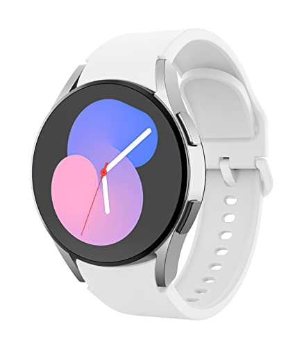 MoKo No Gap Band Compatible with Samsung Galaxy Watch 5 44mm 40mm/Galaxy Watch 5 Pro 45mm/Galaxy Watch 4 44mm 40mm/Galaxy Watch 4 Classic 46mm 42mm, 20mm Silicone Replacement Sport Strap, White