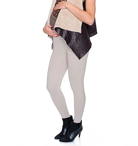 FUTURO FASHION® Leggings de maternidad de tobillo completo muy cálido y grueso polainas de algodón (forro polar en el interior) 8-22 Reino Unido, beige, 48 ES/50 ES