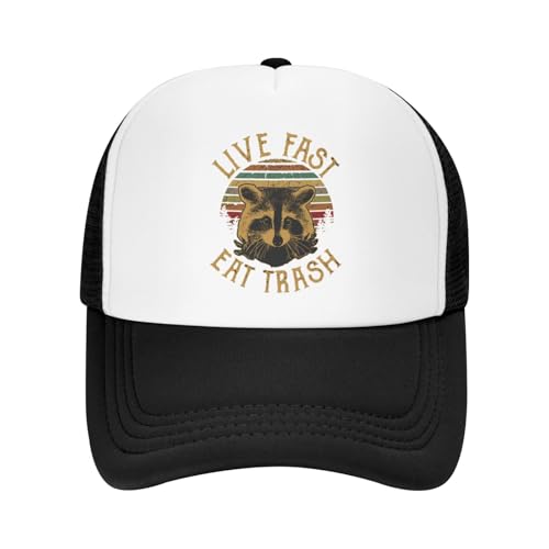 Live Fast Eat Trash Trucker Hat Snapback Mesh Baseball Cap Unisex2