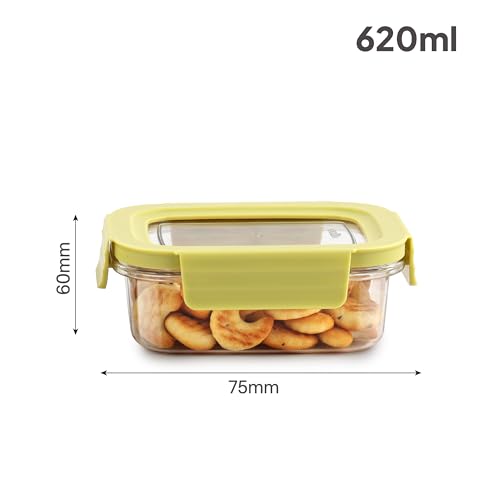 Image of CELLO Stylelock Pet Storage Container for Kitchen 620 ml Baby Green | Freezer & Fridge Safe Stackable Airtight Kitchen Storage Container Jar Box Set for Biscuits Bread Coffee Fruits Pasta Flour Spices