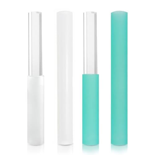 UPCEED 4 Pcs Singing Bowl Mallet Set Includes Solid and Hollow Acrylic Silicone Rubber Striker Mallet for Playing Quartz Crystal Singing Bowls with Bundle Pocket(WhiteGreen)