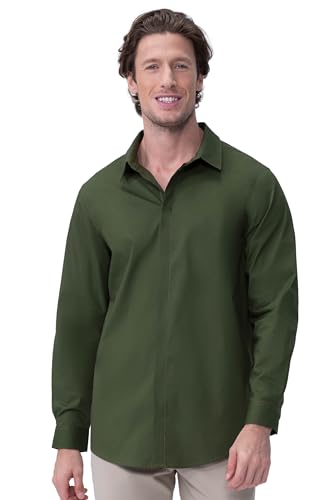 Chef Works Men's Premium Formal Dress Shirt, Military Green, 3X-Large