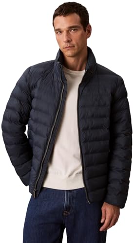 Calvin Klein Uomo Giacca Imbottita Nylon Hooded Puffer con Cappuccio, Blu (Ink), L