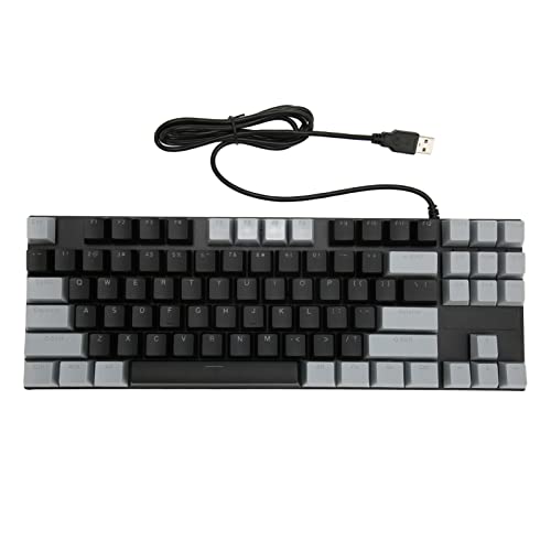 Lazmin112 Clavier Mécanique, 87 Touches Filaire Clavier RVB Respiration Rétroéclairé Réponse Rapide Clavier D'Ordinateur Ergonomique Etanche pour Ordinateur Portable PC de Bureau (Filaire Noir Gris)