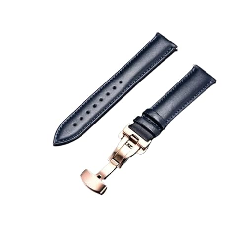 HuanJ �\�t�g���U�[�E�H�b�`�o���h�A�X�e�����X�X�`�[�������������o�b�N���A18mm�A20mm�A22mm�A24mm�X�g���b�v�A�O���[���A�u���[�A���b�h(Blue-rose gold,24mm)